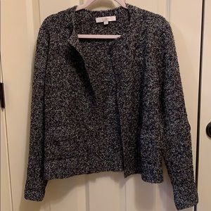 Mixed knit open front sweater